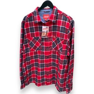 Men’s Coleman Red Plaid Flannel Button Down Shirt size XL